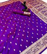 Magenta banarasi silk saree with self weaving design & rich zari pallu