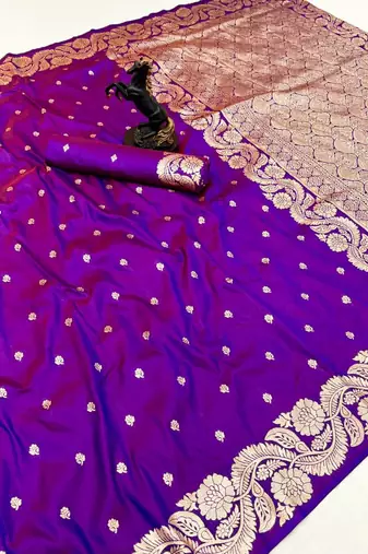 Magenta paithani banarasi silk saree with zari weaving & rich pallu