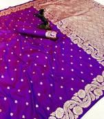 Magenta paithani banarasi silk saree with zari weaving & rich pallu