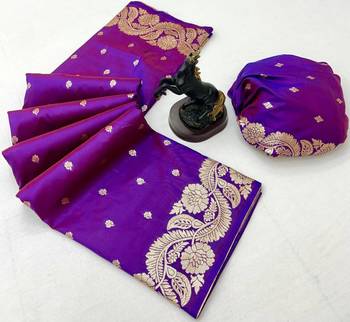 Magenta paithani banarasi silk saree with zari weaving & rich pallu 2