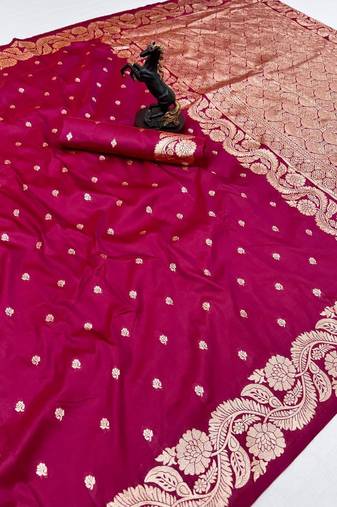 Pink paithani banarasi silk saree with zari weaving & rich pallu