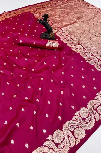 Pink paithani banarasi silk saree with zari weaving & rich pallu
