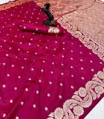 Pink paithani banarasi silk saree with zari weaving & rich pallu