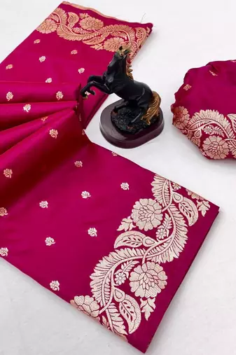 Pink paithani banarasi silk saree with zari weaving & rich pallu