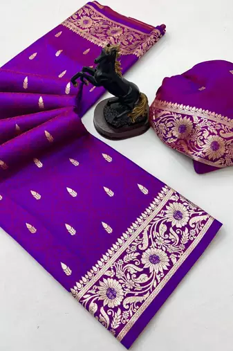 Magenta banarasi silk saree with embossed weaving design