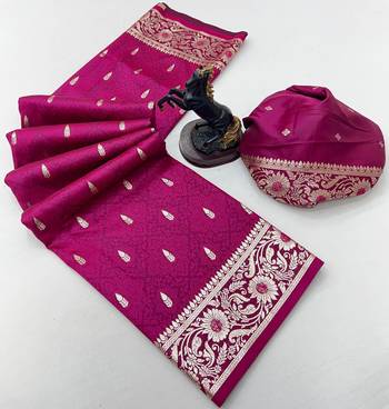 Pink banarasi silk saree with embossed weaving design 2