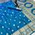 Sky blue banarasi silk saree with zari embossed jal design & rich pallu