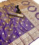 Onion pink banarasi silk saree with zari embossed jal design & rich pallu