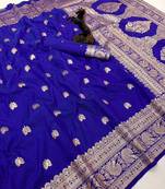 Purple banarasi silk saree with zari embossed jal design & rich pallu