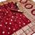 Red banarasi silk saree with zari embossed jal design & rich pallu
