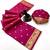 Pink soft silk saree with zari butti design & rich woven pallu