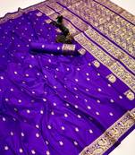 Purple soft silk saree with zari butti design & rich woven pallu