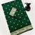 Green soft silk saree with zari butti design & rich woven pallu