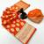 Orange soft silk saree with zari butti design & rich woven pallu