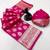 Pink soft silk saree with zari butti design & rich woven pallu