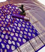 Purple soft silk saree with zari butti design & rich woven pallu