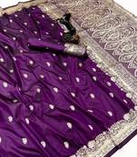 Wine paithani soft silk saree with nath butti & rich zari pallu
