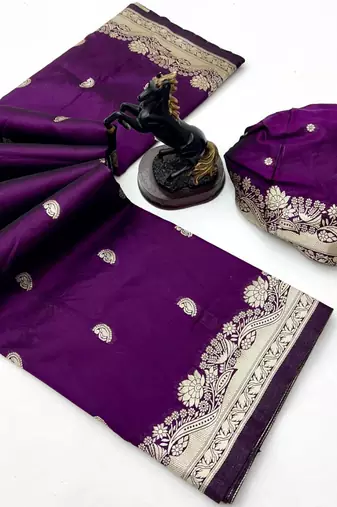 Wine paithani soft silk saree with nath butti & rich zari pallu