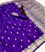 Purple paithani soft silk saree with nath butti & rich zari pallu