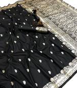 Black paithani soft silk saree with nath butti & rich zari pallu