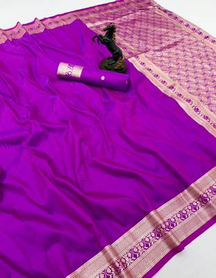 Pink soft silk saree with zari gala design & rich woven pallu 1