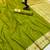 Parrot green soft silk saree with zari gala design & rich woven pallu