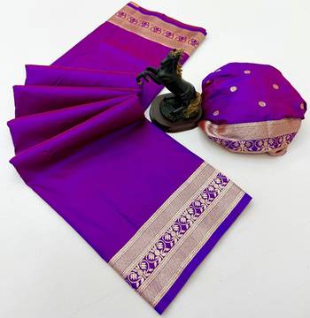 Magenta soft silk saree with zari gala design & rich woven pallu 2
