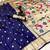 Navy blue soft silk paithani saree with flora zari weaving & muniya border