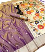 Onion pink soft silk paithani saree with floral zari border & designer pallu