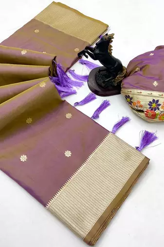 Onion pink soft silk paithani saree with floral zari border & designer pallu