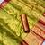 Parrot green silk saree with contrast zari border & rich woven pallu