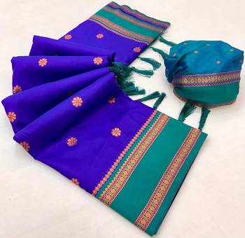 Pink soft silk saree with dual zari motifs, narayan border & contrast pallu 2