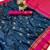 Teal soft silk saree with dual zari motifs, narayan border & contrast pallu