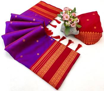 Magenta banarasi antique silk saree with silver zari weaving 2