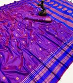 Magenta soft silk saree with narayan border & dual zari motifs