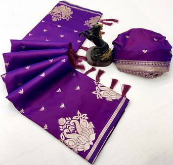 Magenta banarasi silk saree with swan zari motifs & designer pallu 2