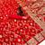 Red banarasi satin mashroo silk saree with multicolor zari motifs