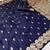Navy blue soft silk saree with butti design & floral zari border