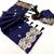 Navy blue soft silk saree with butti design & floral zari border