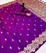 Magenta soft silk saree with butti design & floral zari border