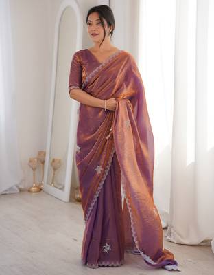 Ombre gradient saree with intricate embroidery lace border | premium ethnic saree for wedding, party & festive wear 1
