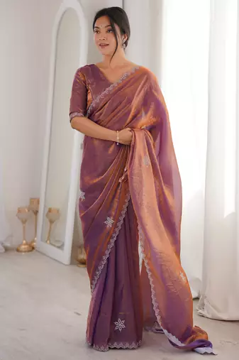 Ombre gradient saree with intricate embroidery lace border | premium ethnic saree for wedding, party & festive wear