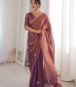 Ombre gradient saree with intricate embroidery lace border | premium ethnic saree for wedding, party & festive wear