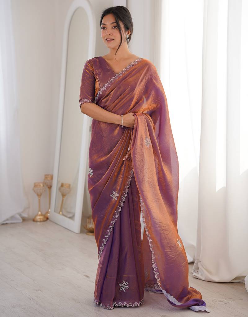 Ombre gradient saree with intricate embroidery lace border | premium ethnic saree for wedding, party & festive wear