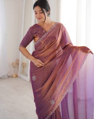 Ombre gradient saree with intricate embroidery lace border | premium ethnic saree for wedding, party & festive wear 2