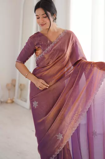 Ombre gradient saree with intricate embroidery lace border | premium ethnic saree for wedding, party & festive wear