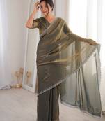 Ombre gradient saree with intricate embroidery lace border | premium ethnic saree for wedding, party & festive wear