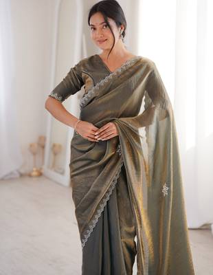 Ombre gradient saree with intricate embroidery lace border | premium ethnic saree for wedding, party & festive wear 2