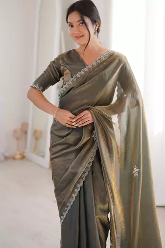 Ombre gradient saree with intricate embroidery lace border | premium ethnic saree for wedding, party & festive wear