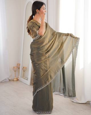 Ombre gradient saree with intricate embroidery lace border | premium ethnic saree for wedding, party & festive wear 3